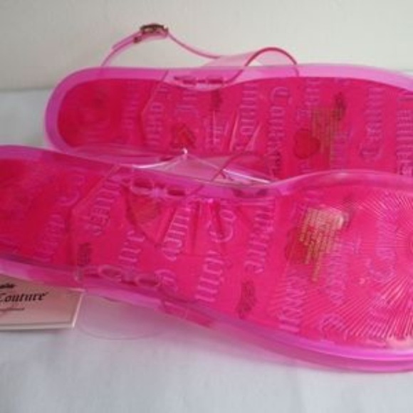 JUICY COUTURE Sandals T-Strap Logo Jelly Pink Size XL 11 - Picture 3 of 6